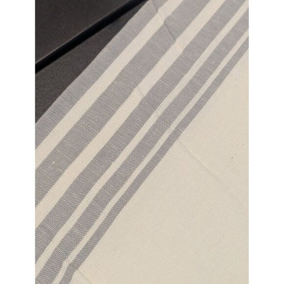 Quince Coastal Stripe Linen Cotton Curtain Size: 48x84 Ivory/Light Blue 2 Panels - Picture 3 of 7